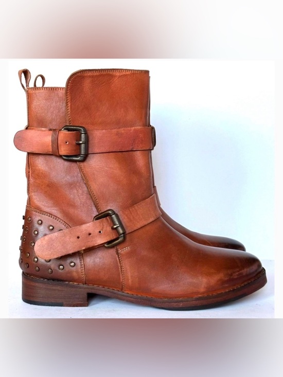Vintage Foundry Co Shoes - Vintage Foundry Co Sherry Ankle Boots Brown Leather Buckle Women’s 7 Moto Boho